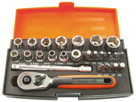 Bahco 25 件装 1/4 in 六角刀头 套筒套件